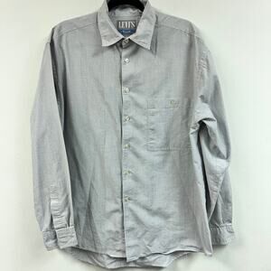 Vintage Men's 80's Levi's cotton blend LG gray button down long sleeve oxford